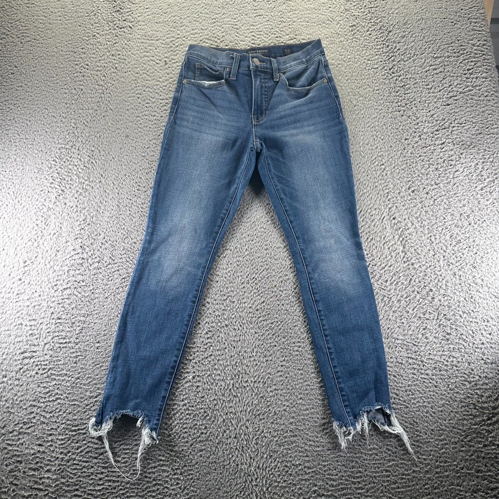 Lucky Brand AVA Jeans Womens 4 Blue Denim Skinny Ankle Raw Hem Workwear Mid-Rise
